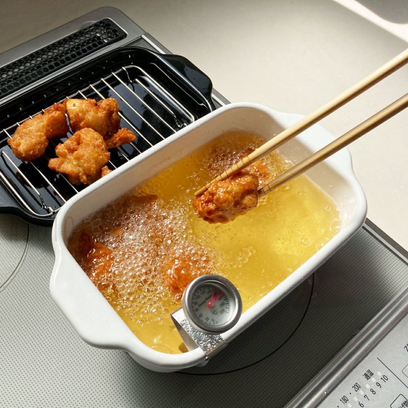 FUJIHORO富士ホーロー 角型天ぷら鍋ホワイトイメージ