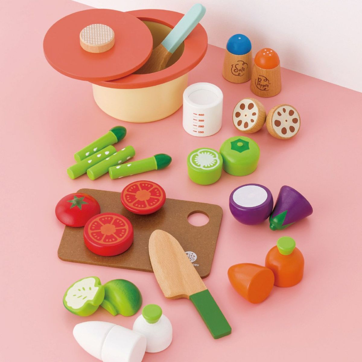 WOODY PUDDY ウッディプッディ 磁石のおままごと やさいとおなべセットの説明画像4