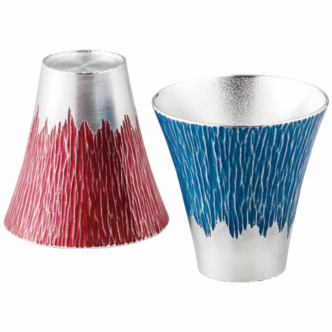 大阪錫器 錫製富士山タンブラー180ml(小)青朱ペアの説明画像2