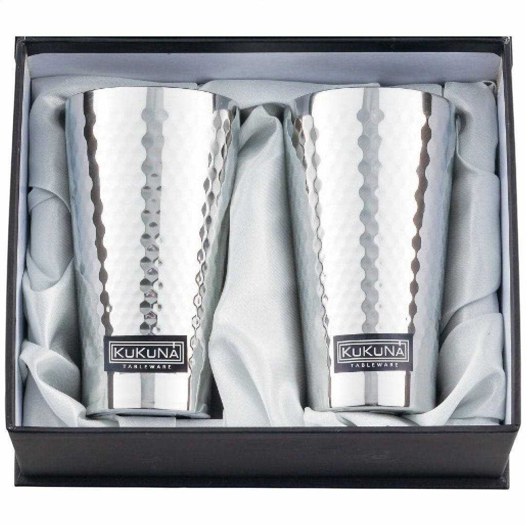 KUKUNA TABLEWARE ククナテーブルウェア ステンレスタンブラー350ml2客セット(ミラー､槌目仕上げ)の説明画像2