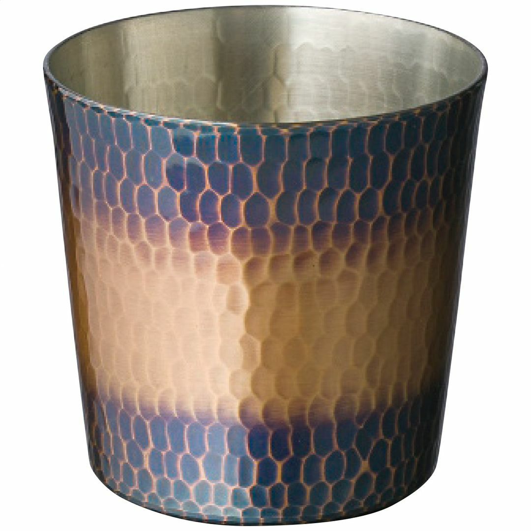 新光堂 銅製高輝仕上げ手打ち鎚目ロックカップ340mlの説明画像2