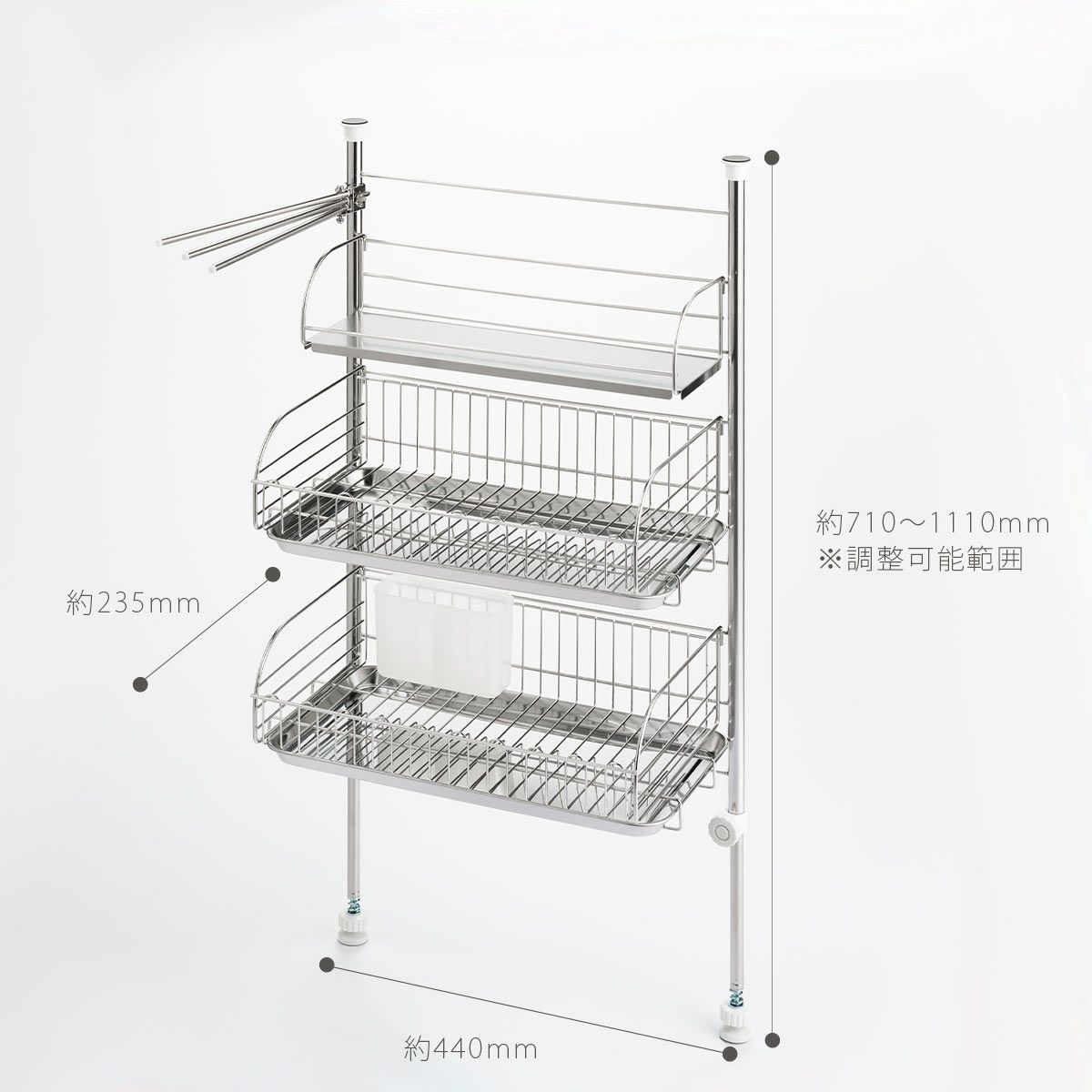 ヨシカワ バスケットが外せる突っ張り水切りの説明画像7