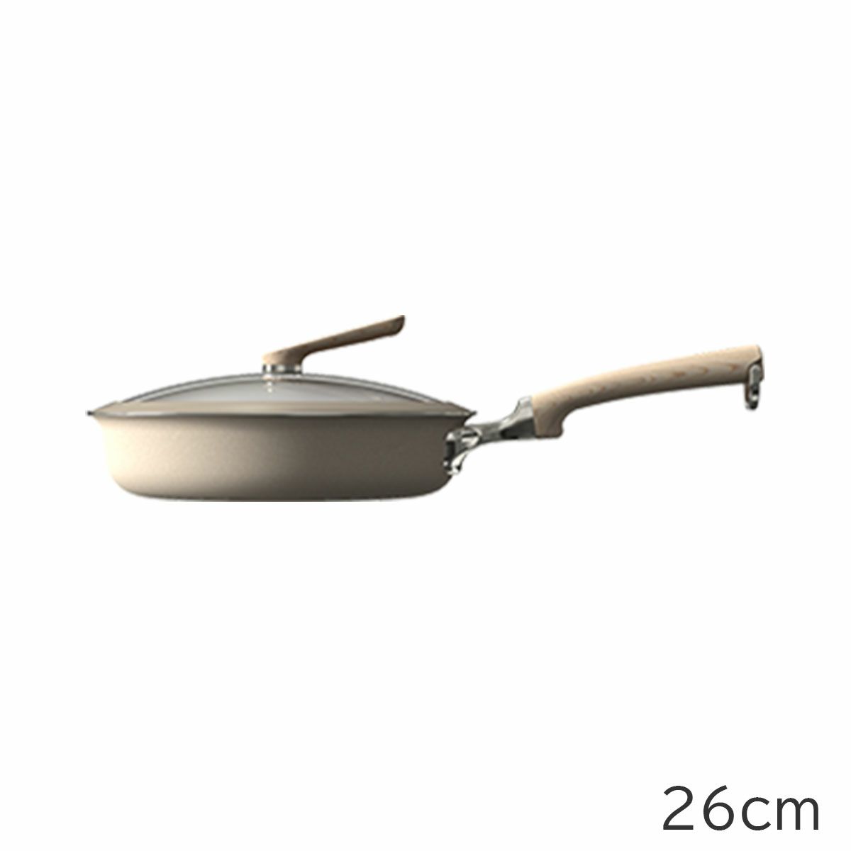 evercook DECO エバークック デコ 26cmフライパン+ガラスふたセット ベージュの説明画像2