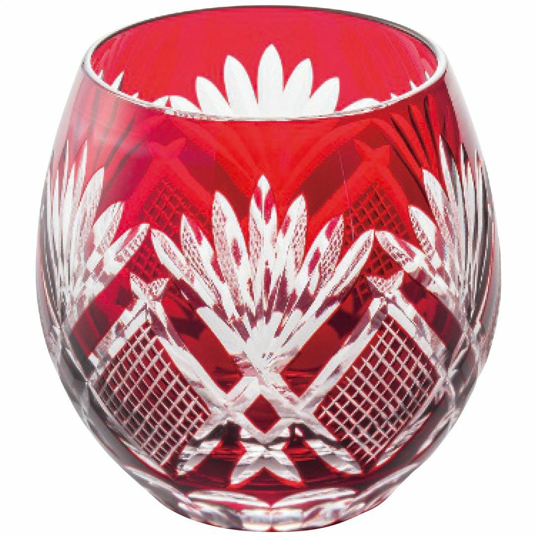 apide apide 手づくり切子フリーグラスルビーレッドの説明画像2