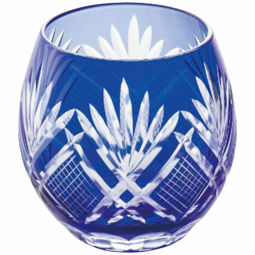 apide apide 手づくり切子フリーグラスコバルトブルーの説明画像2