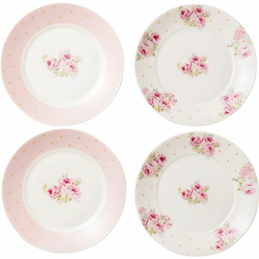 ローラ アシュレイ ポルカドット クチュール ローズ プレートセットの説明画像2