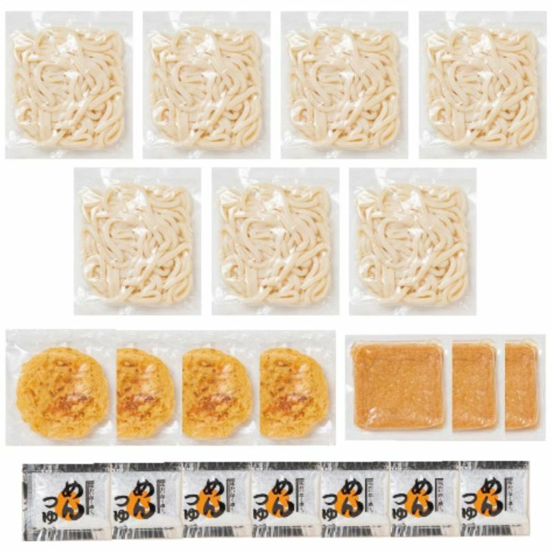 せい麺やの讃岐うどんきつね・天ぷら７食セットの説明画像1